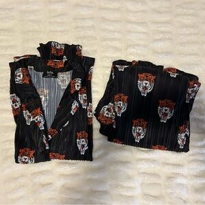 Lala Black and Orange Tiger Print Pajama Set